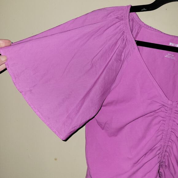 new Anthropologie Maeve Cinched Flutter-Sleeve Top size MP PM - Picture 9 of 10